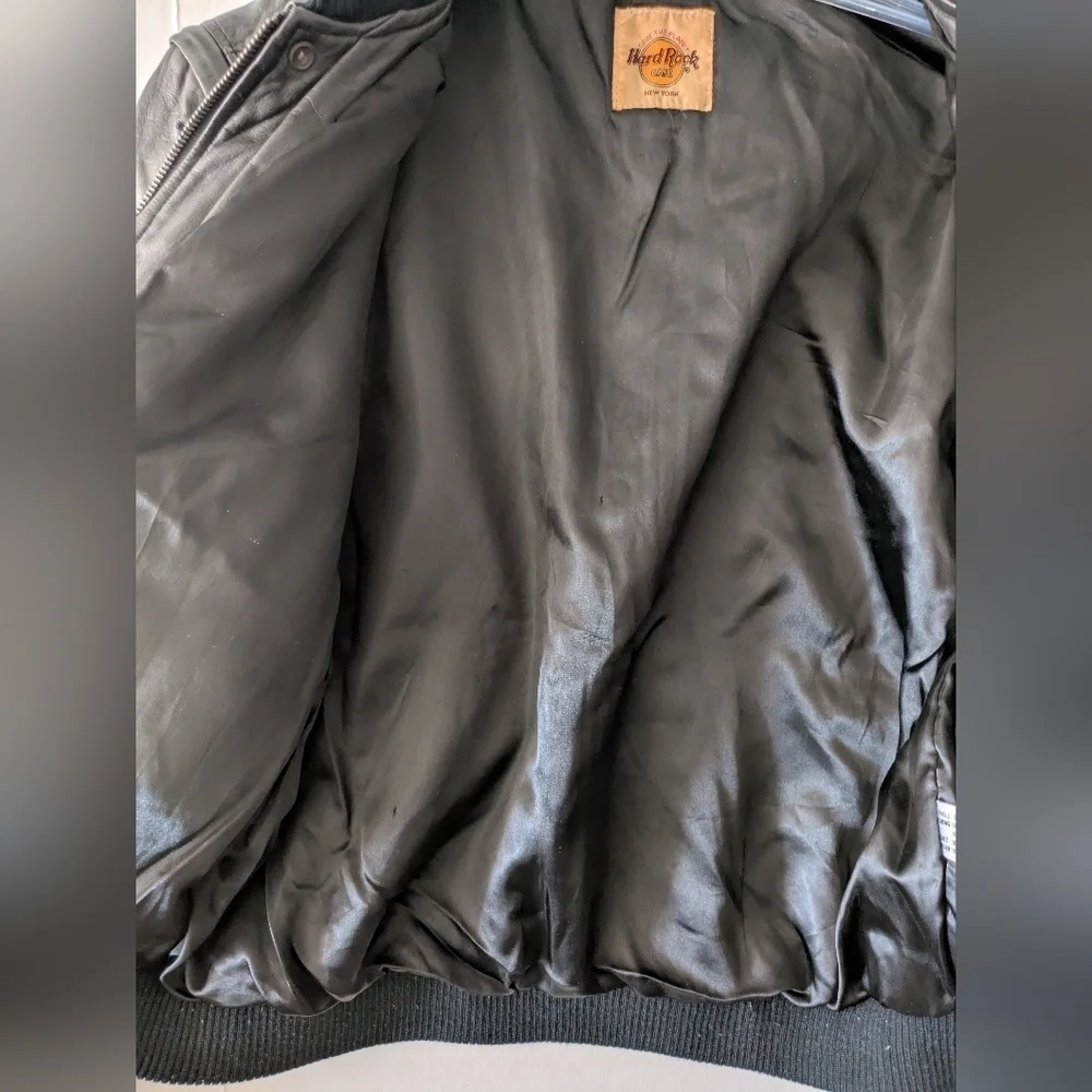 Hard Rock Cafe Leather Bomber Jacket New York. - Picture 6 of 7